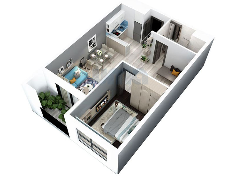báo giá thiết kế nội thất chung cư 1 phòng ngủ