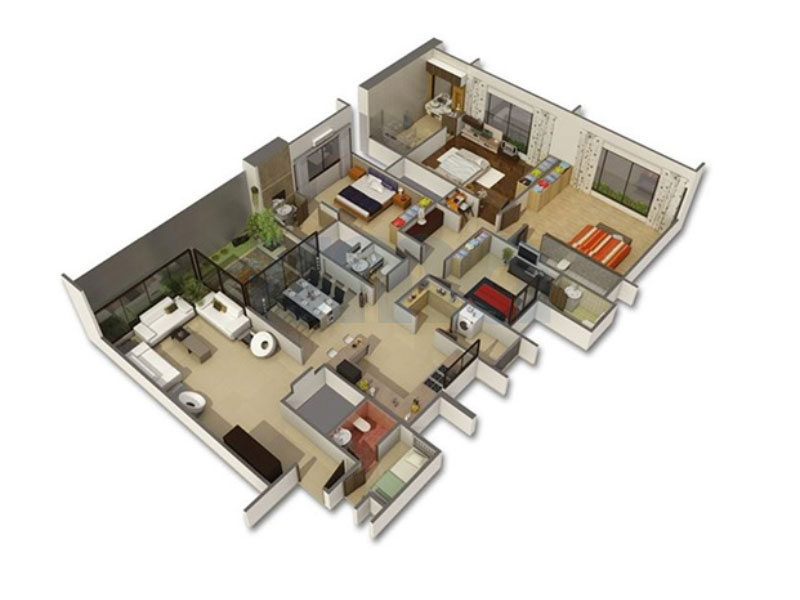 thiết kế nội thất chung cư 4 phòng ngủ